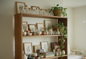 Image of cluttered shelves