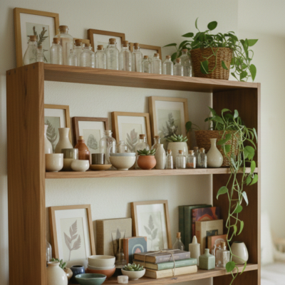 Image of cluttered shelves