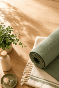 Yoga mat representing exercise for Pelvic Health