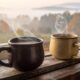 Pelvic floor and sex after menopause — two ceramic mugs on wooden surface — how pelvic floor changes affect intimacy in midlife women